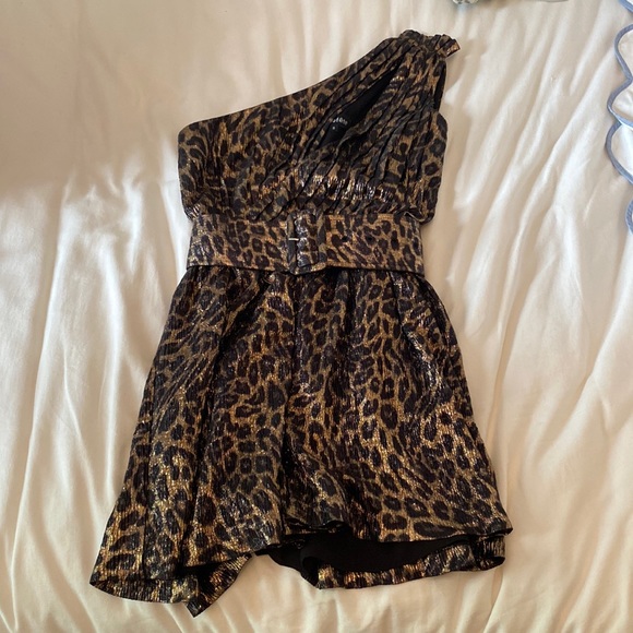 Retrofete Kayla Leopard Leme Mini Dress - Picture 2 of 6